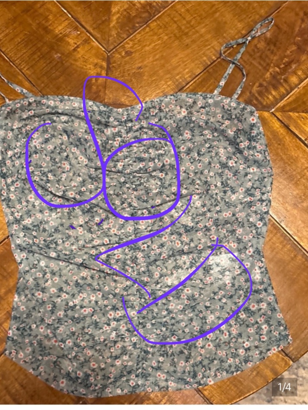Reformation Green Floral Spaghetti-Strap Cami